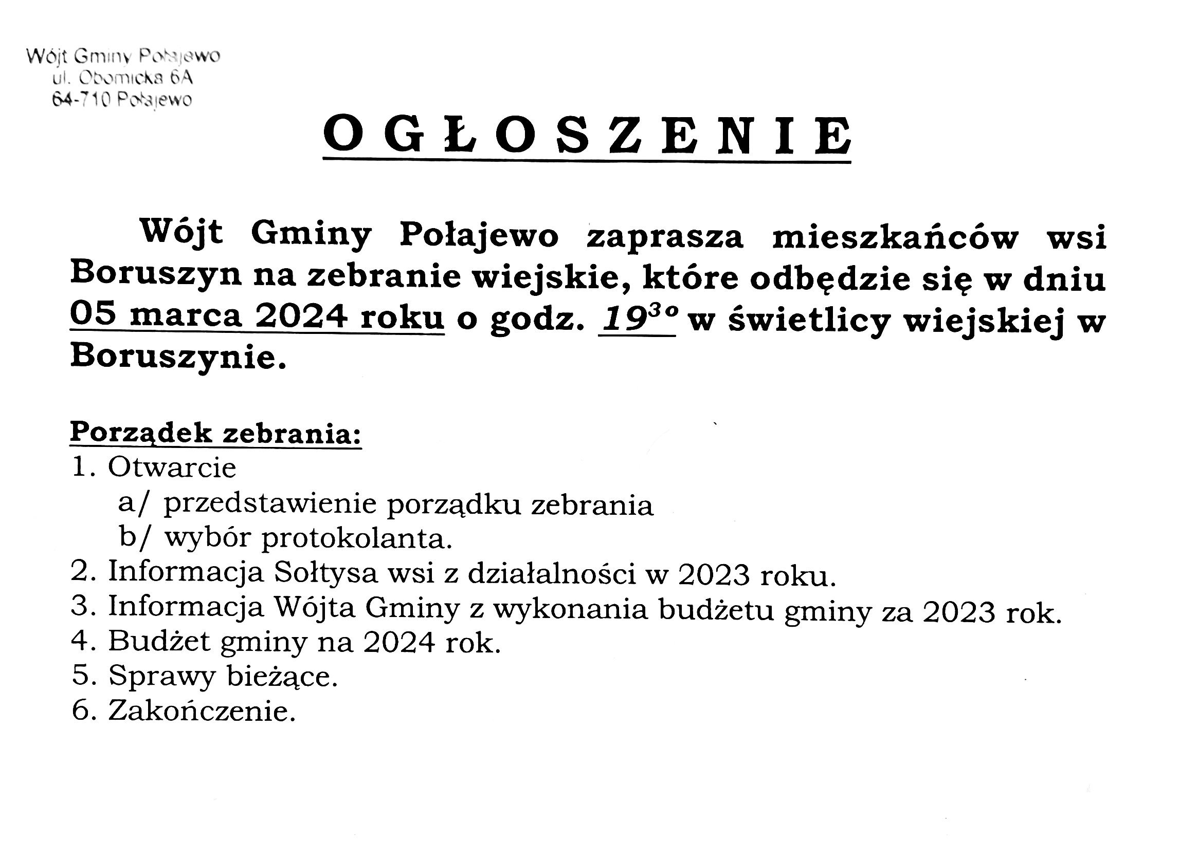 Zebranie Boruszyn 2024 